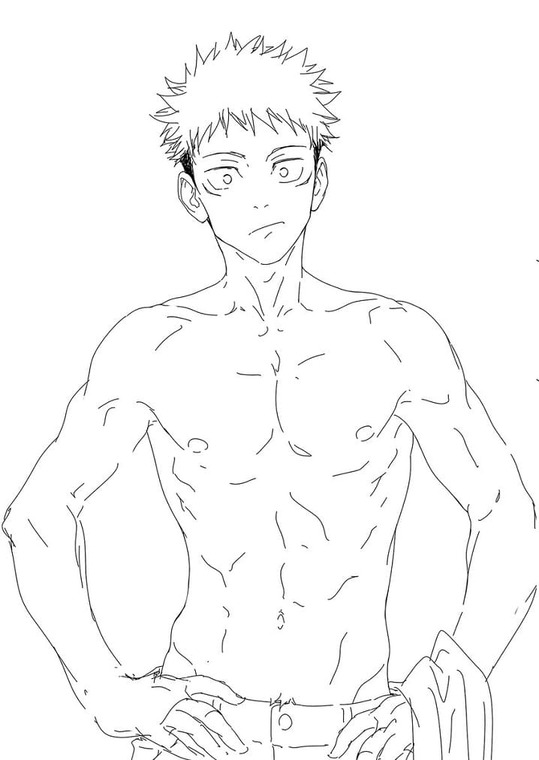Tekenen Jujutsu Kaisen gratis afdrukbaar basis