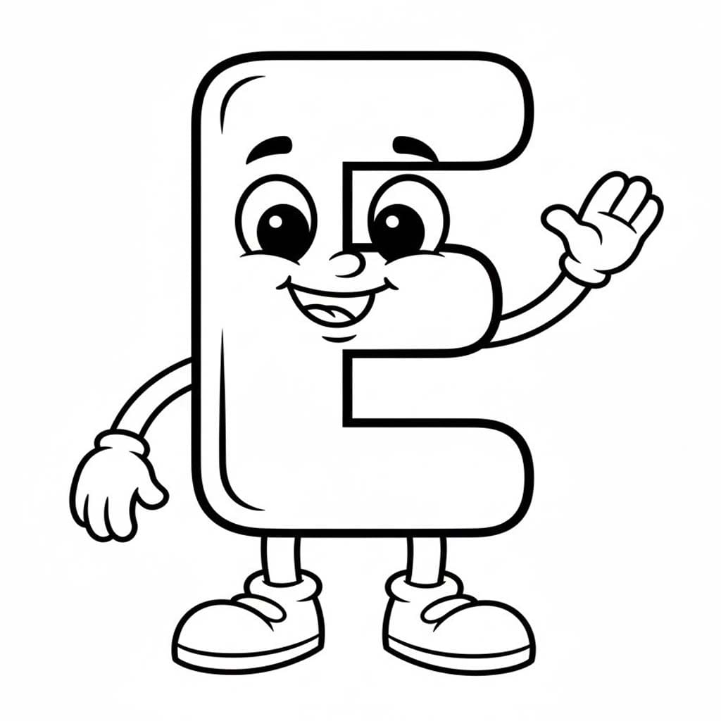 Tekenen Letter E gratis afdrukbaar simpel