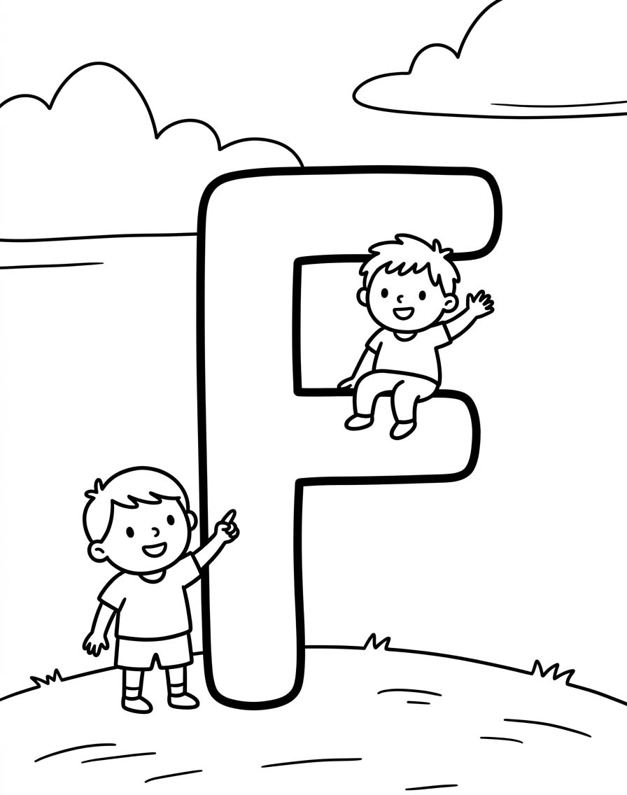 Tekenen Letter F gratis eenvoudig