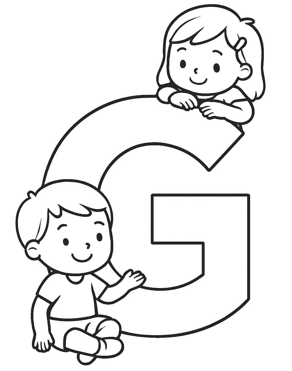 Tekenen Letter G gratis afdrukbaar basis