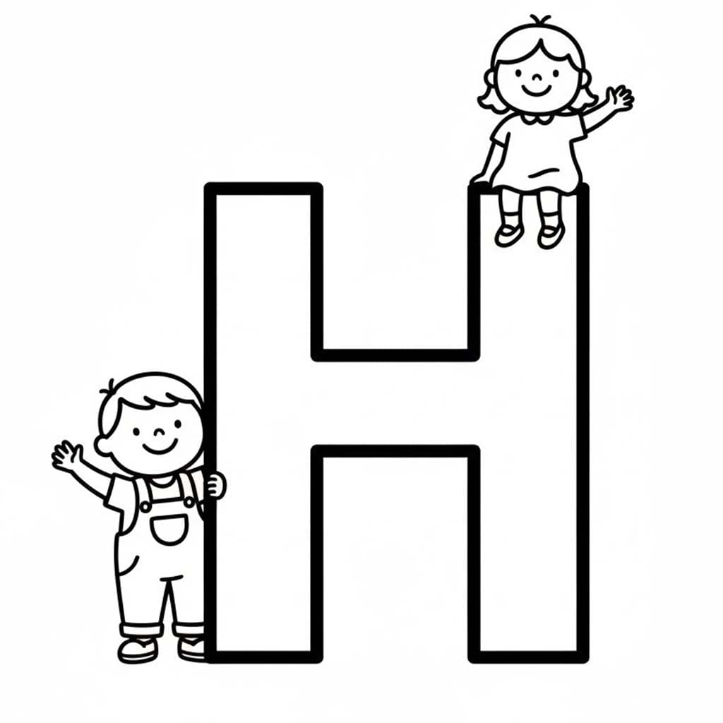 Tekenen Letter H afdrukbaar basis