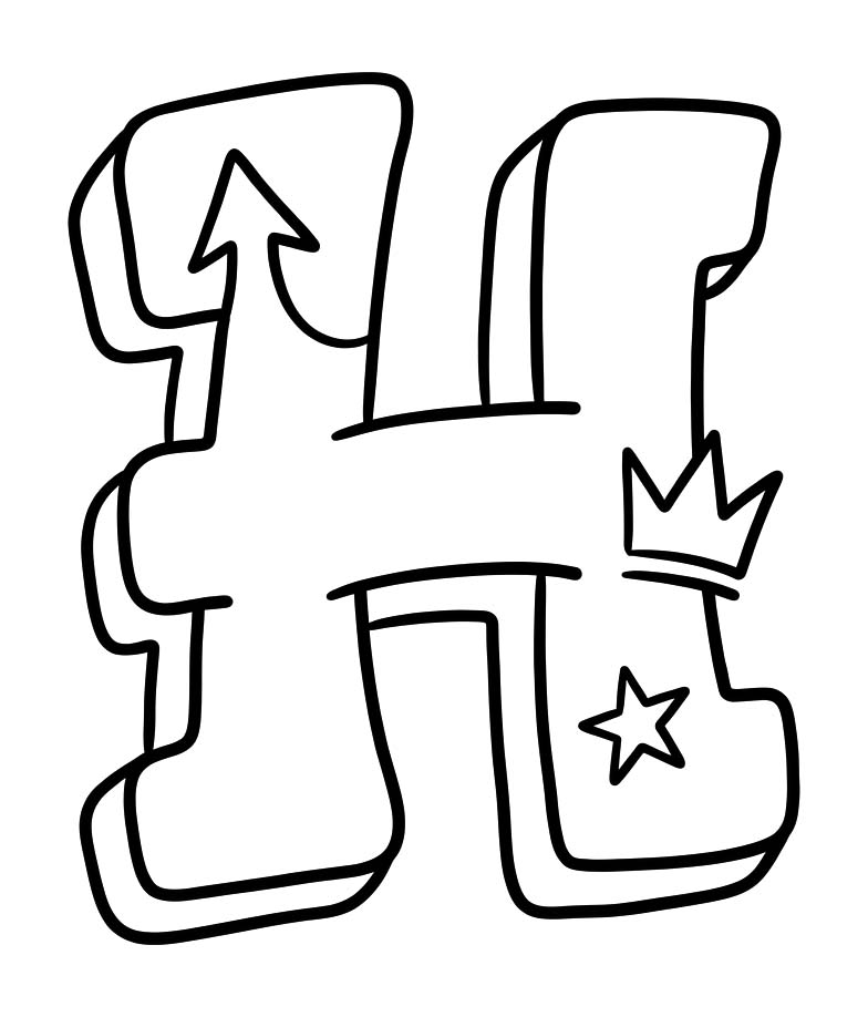 Tekenen Letter H afdrukbaar simpel