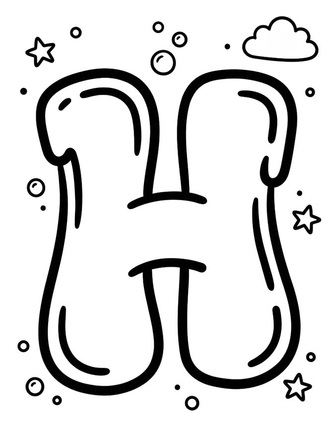 Tekenen Letter H gratis afdrukbaar eenvoudig