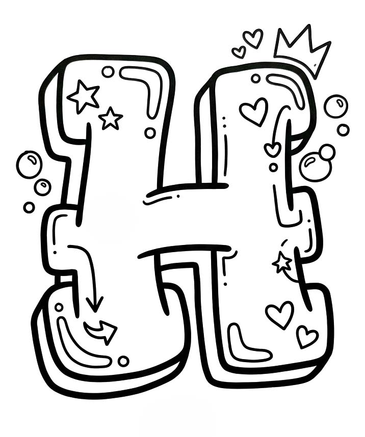 Tekenen Letter H gratis eenvoudig