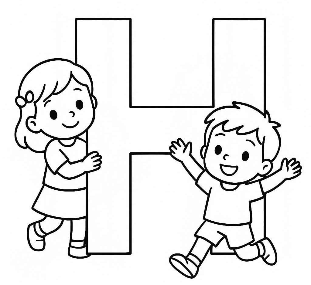 Tekenen Letter H gratis voor kinderen