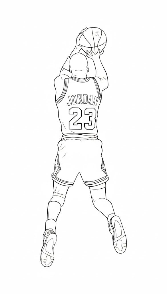 Tekenen Michael Jordan gratis afdrukbaar basis