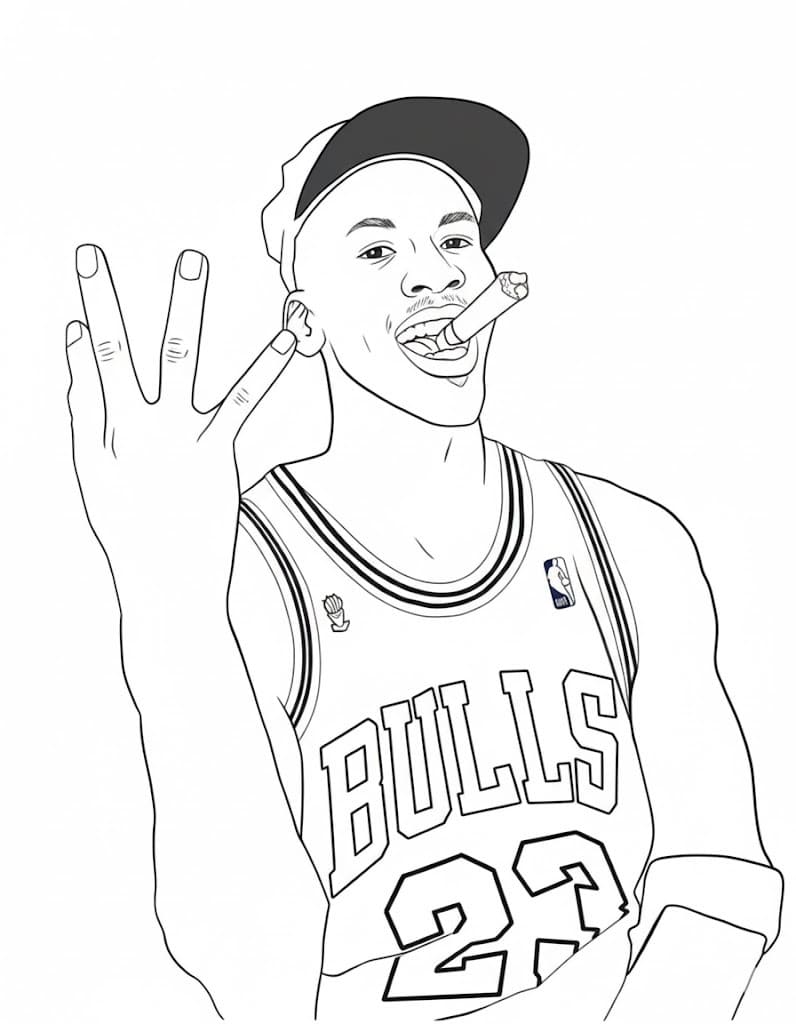 Tekenen Michael Jordan gratis afdrukbaar simpel