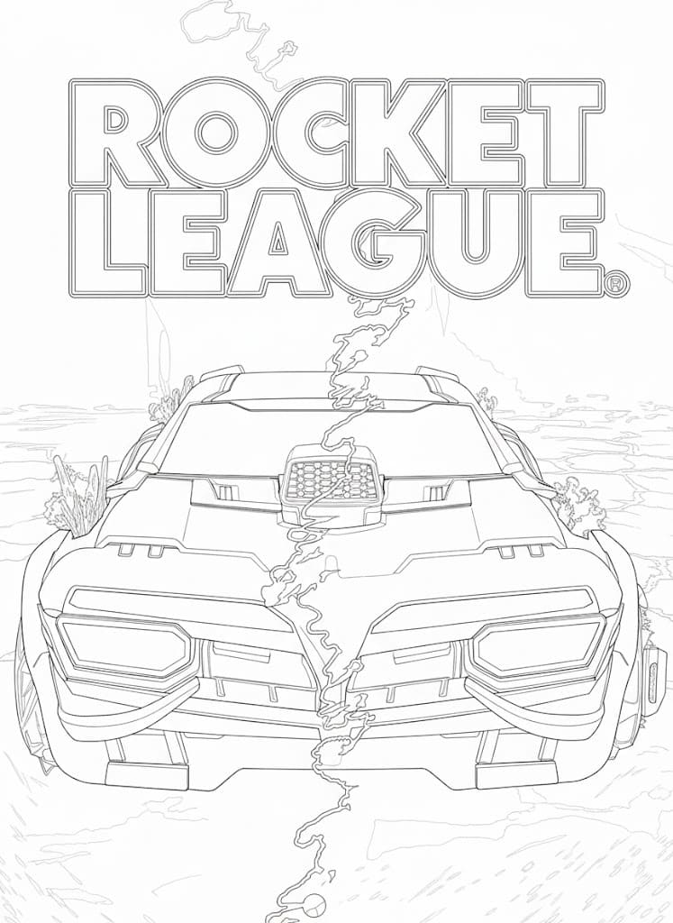 Tekenen Rocket League gratis afdrukbaar eenvoudig