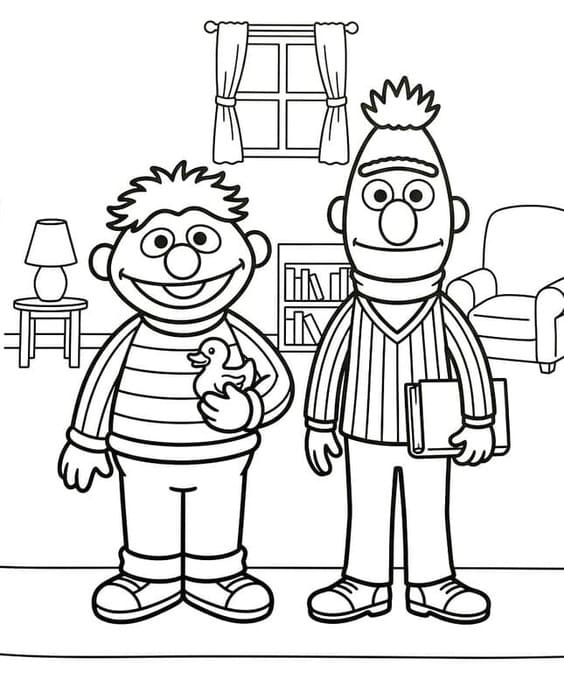 Afbeelding Bert en Ernie gratis afdrukbaar