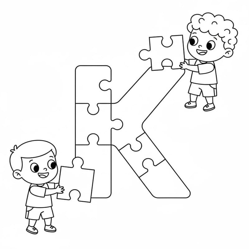 Letter K gratis afdrukbaar simpel