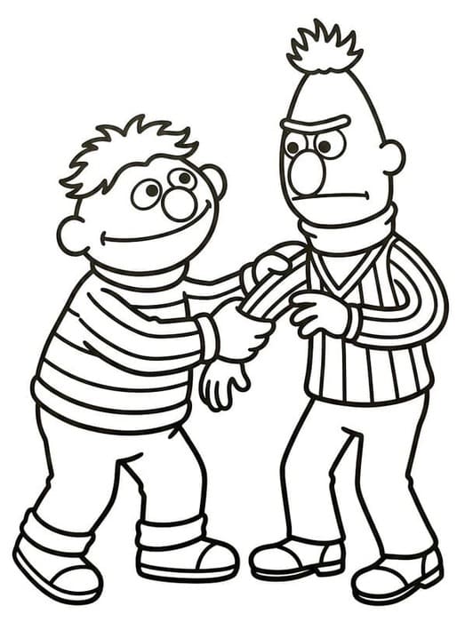 Tekenen Bert en Ernie afdrukbaar eenvoudig