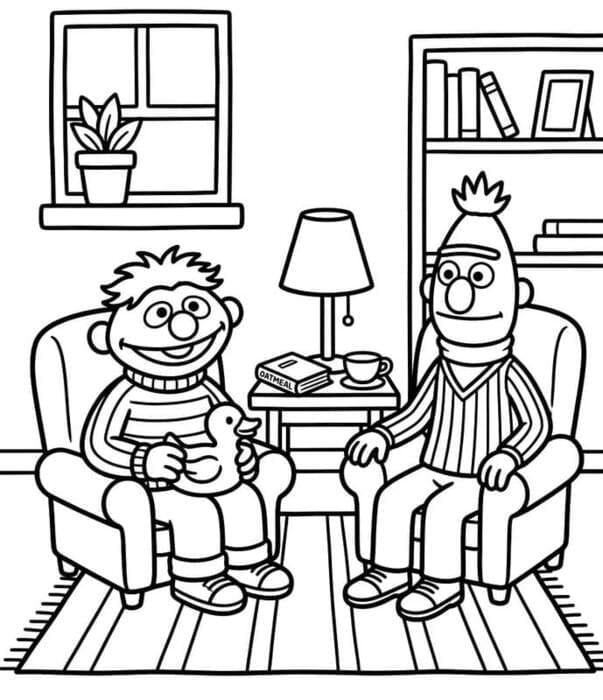 Tekenen Bert en Ernie afdrukbaar simpel