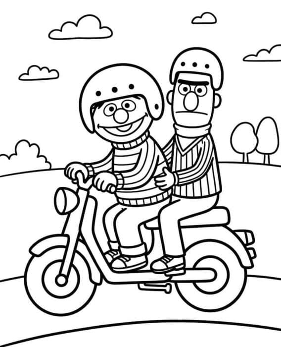 Tekenen Bert en Ernie gratis afdrukbaar simpel