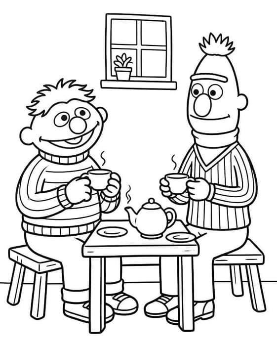 Tekenen Bert en Ernie gratis basis