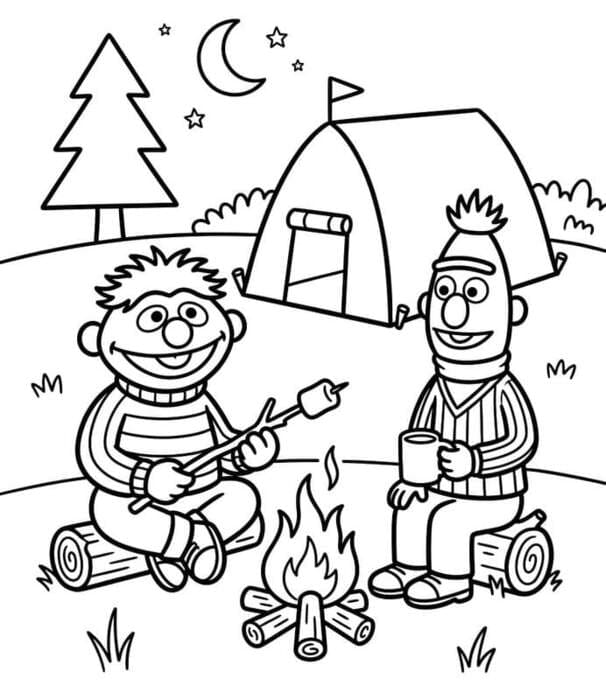 Tekenen Bert en Ernie simpel