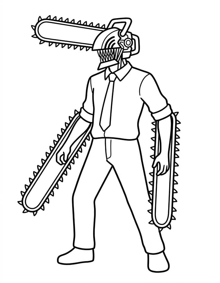 Tekenen Chainsaw Man afdrukbaar basis