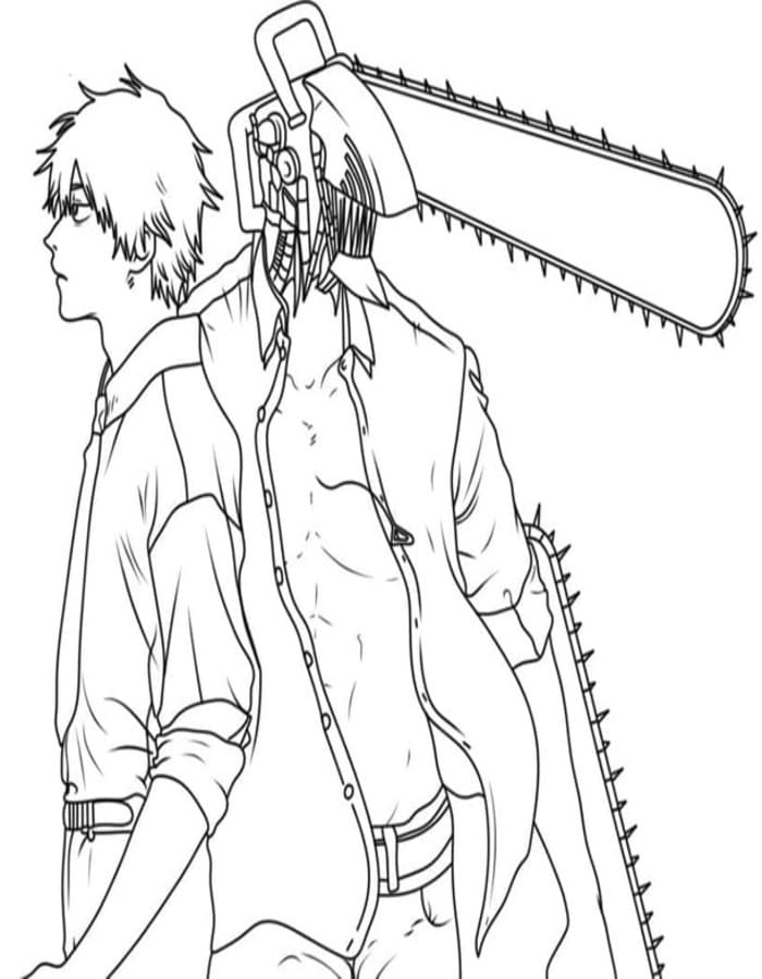 Tekenen Chainsaw Man afdrukbaar simpel