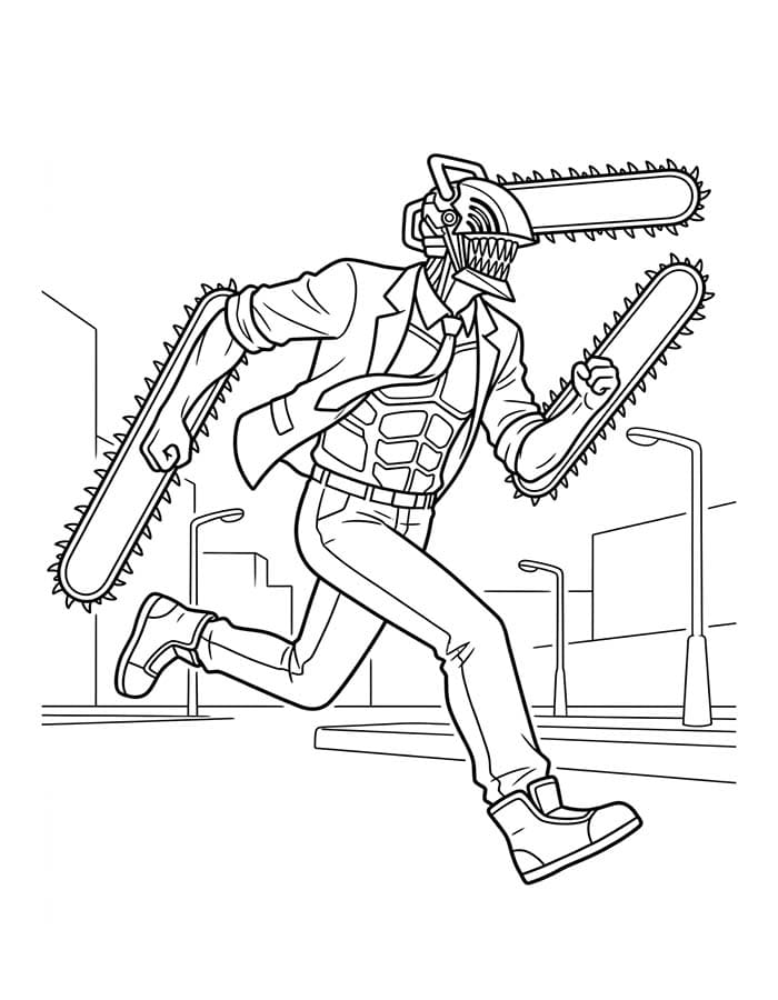 Tekenen Chainsaw Man gratis afdrukbaar basis