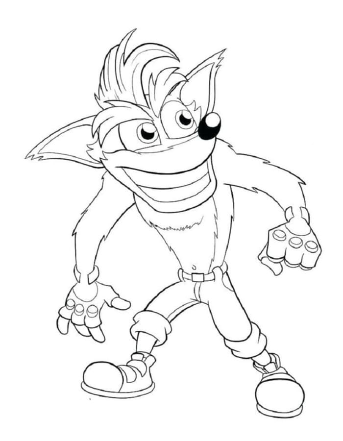 Tekenen Crash Bandicoot afdrukbaar voor kinderen