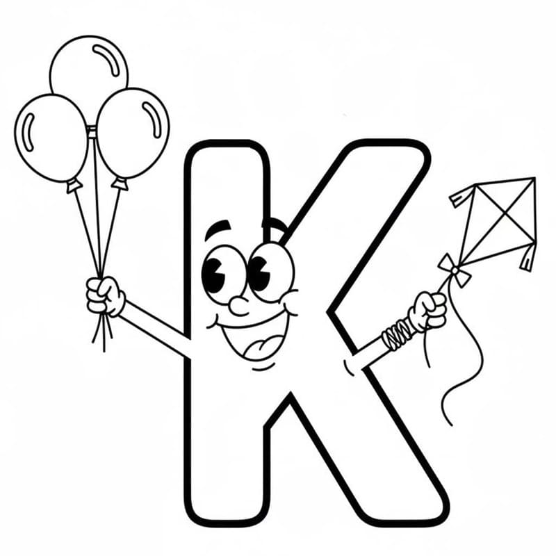 Tekenen Letter K gratis afdrukbaar basis