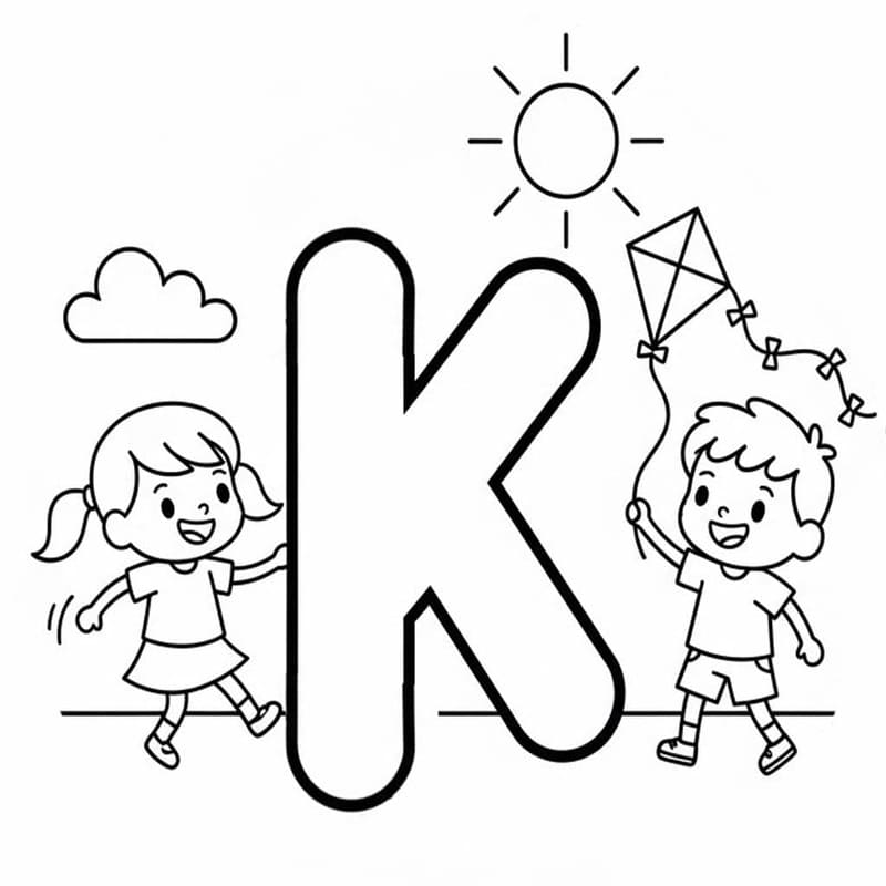 Tekenen Letter K gratis voor kinderen