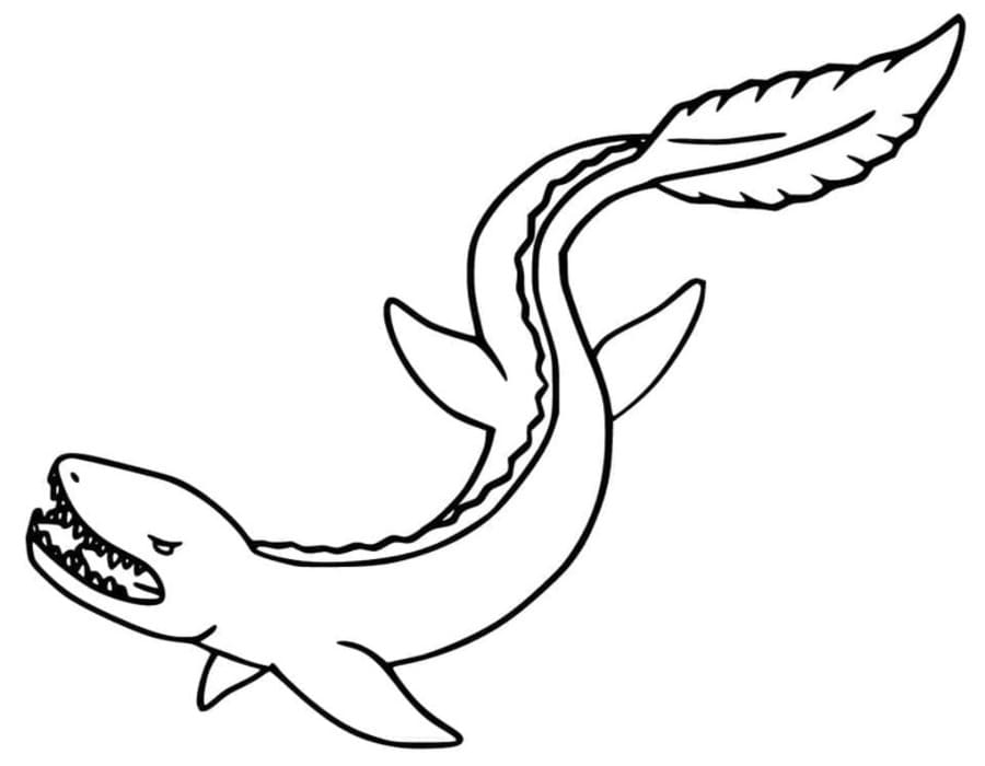 Tekenen Mosasaurus afdrukbaar eenvoudig