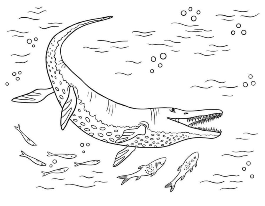 Tekenen Mosasaurus afdrukbaar simpel