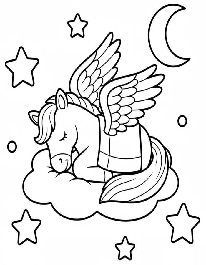 Tekenen Pegasus afdrukbaar voor kinderen