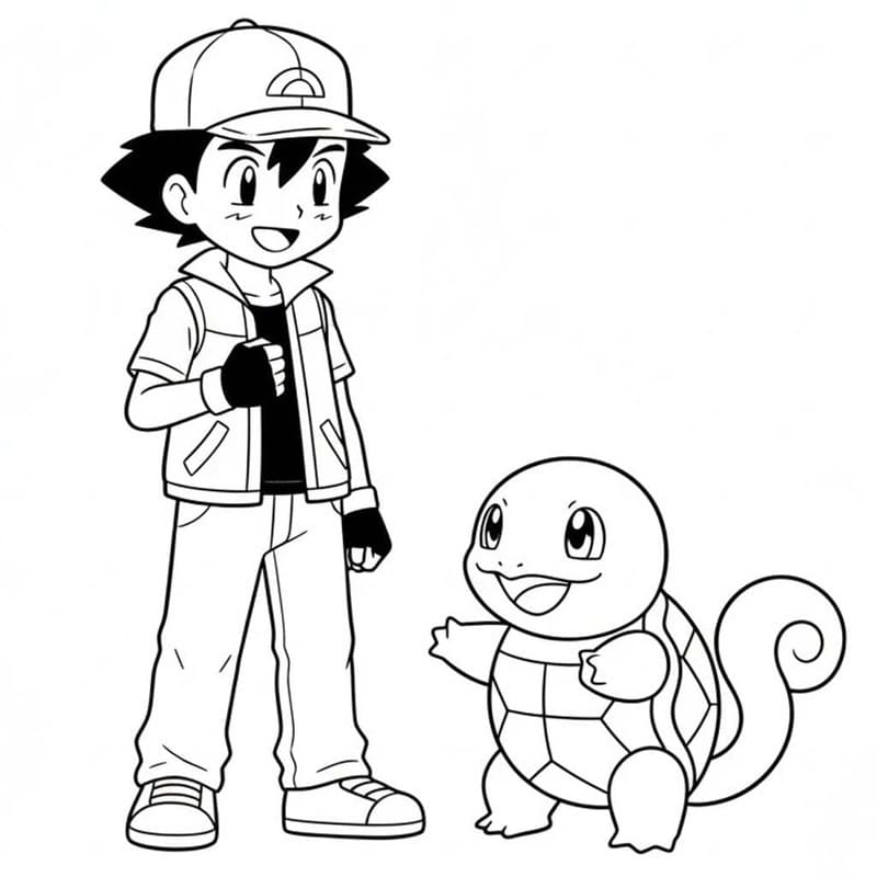 Tekenen Squirtle afdrukbaar voor kinderen