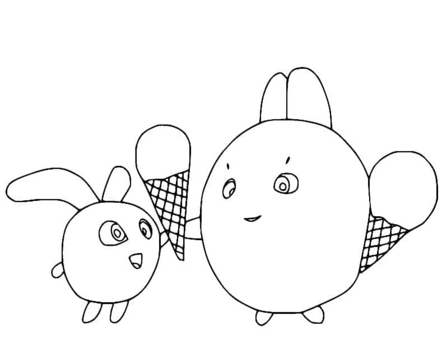 Tekenen Sunny Bunnies afdrukbaar eenvoudig