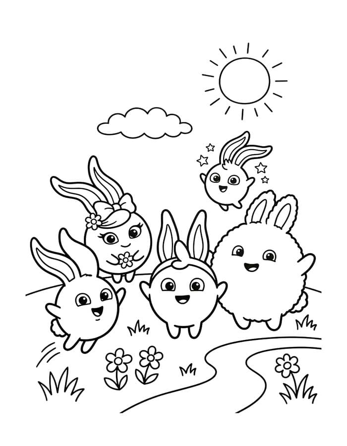 Tekenen Sunny Bunnies afdrukbaar voor kinderen