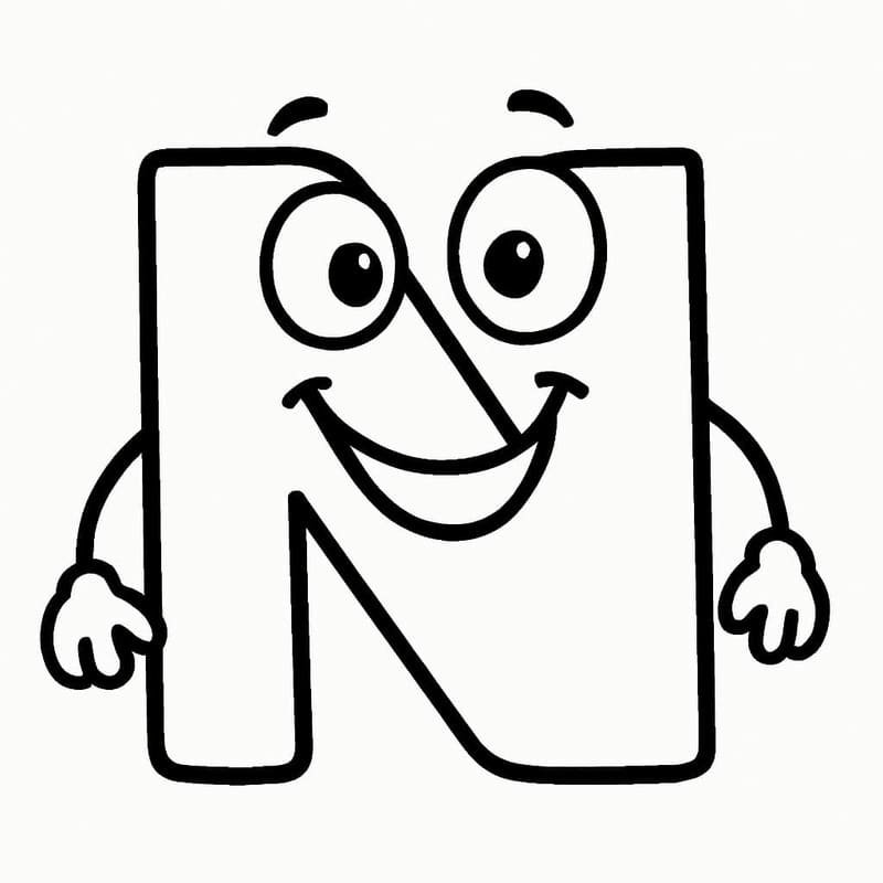 Afbeelding Letter N afdrukbaar