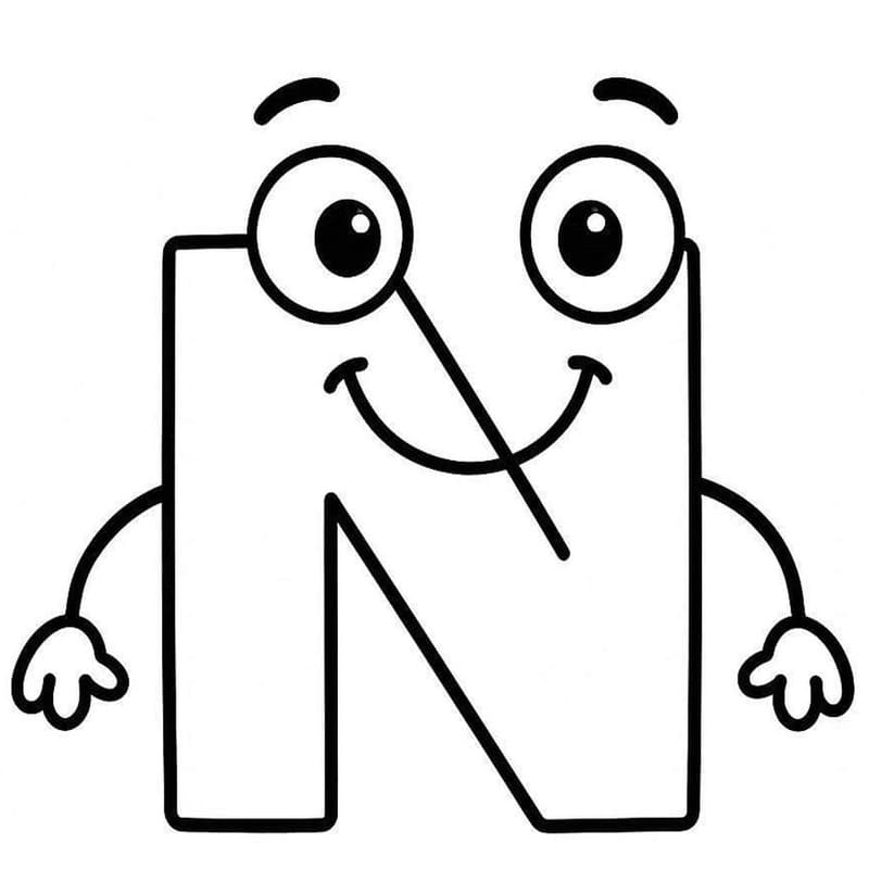 Afbeelding Letter N gratis afdrukbaar