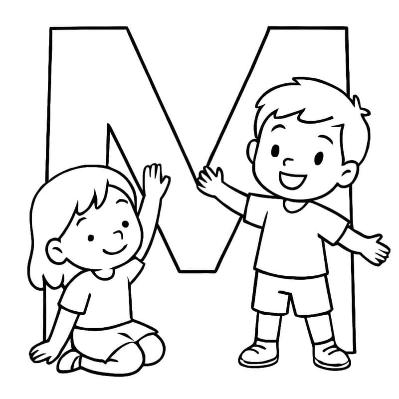 Letter M gratis afdrukbaar simpel