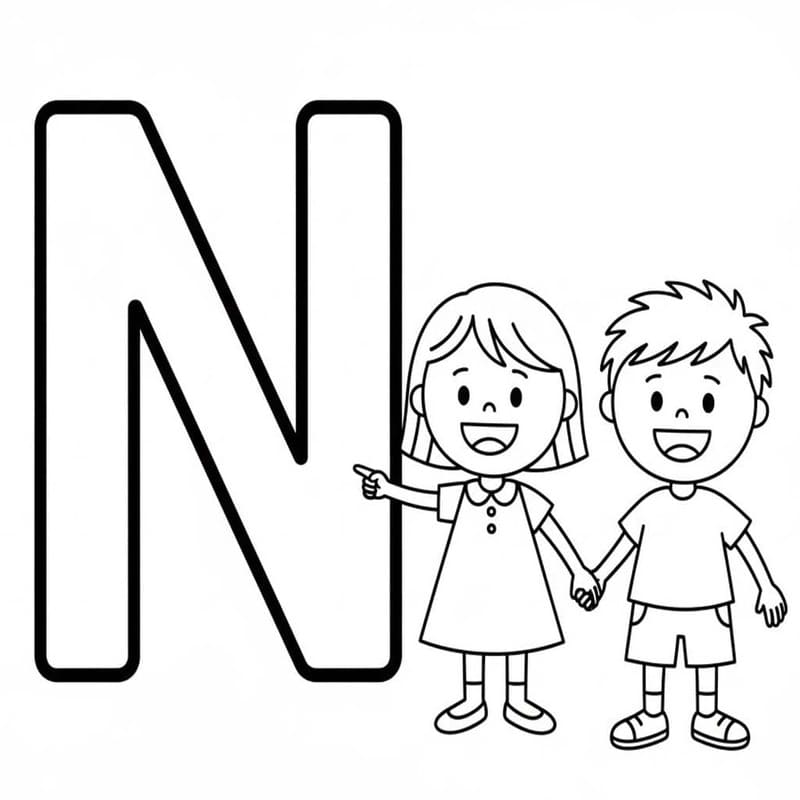 Letter N gratis afdrukbaar eenvoudig