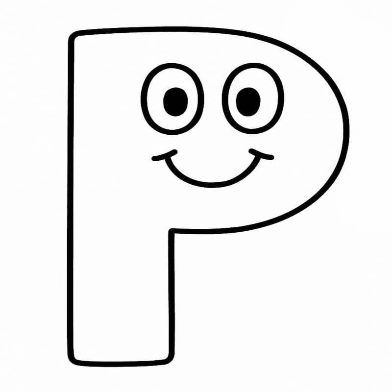 Letter P gratis afdrukbaar simpel