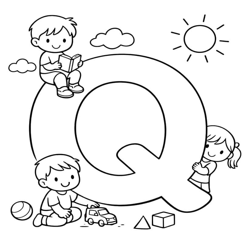 Letter Q gratis afdrukbaar basis