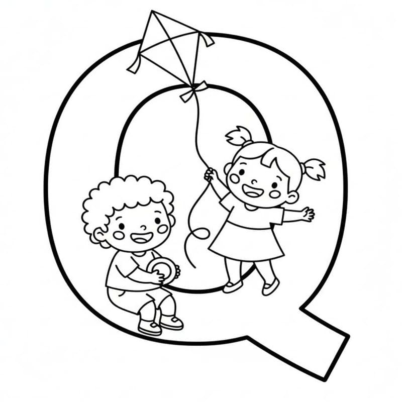 Letter Q gratis afdrukbaar eenvoudig