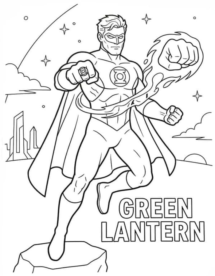 Tekenen Green Lantern gratis afdrukbaar