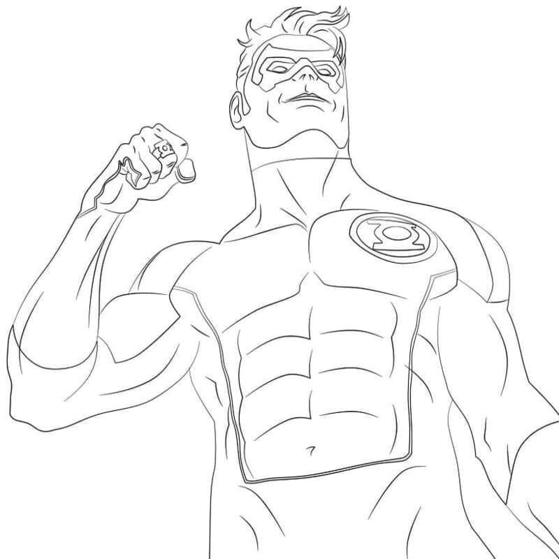 Tekenen Green Lantern gratis afdrukbaar simpel
