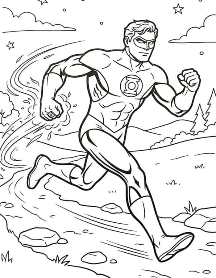 Tekenen Green Lantern gratis voor kinderen