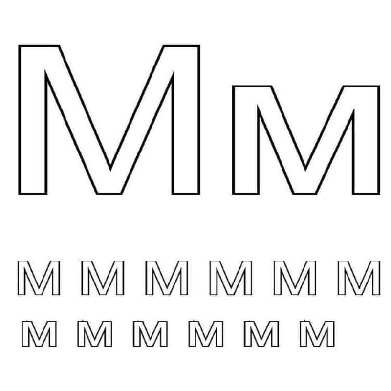 Tekenen Letter M afdrukbaar simpel