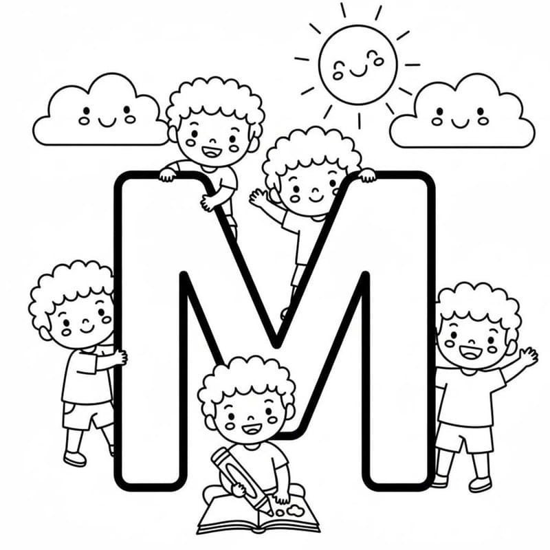 Tekenen Letter M afdrukbaar voor kinderen