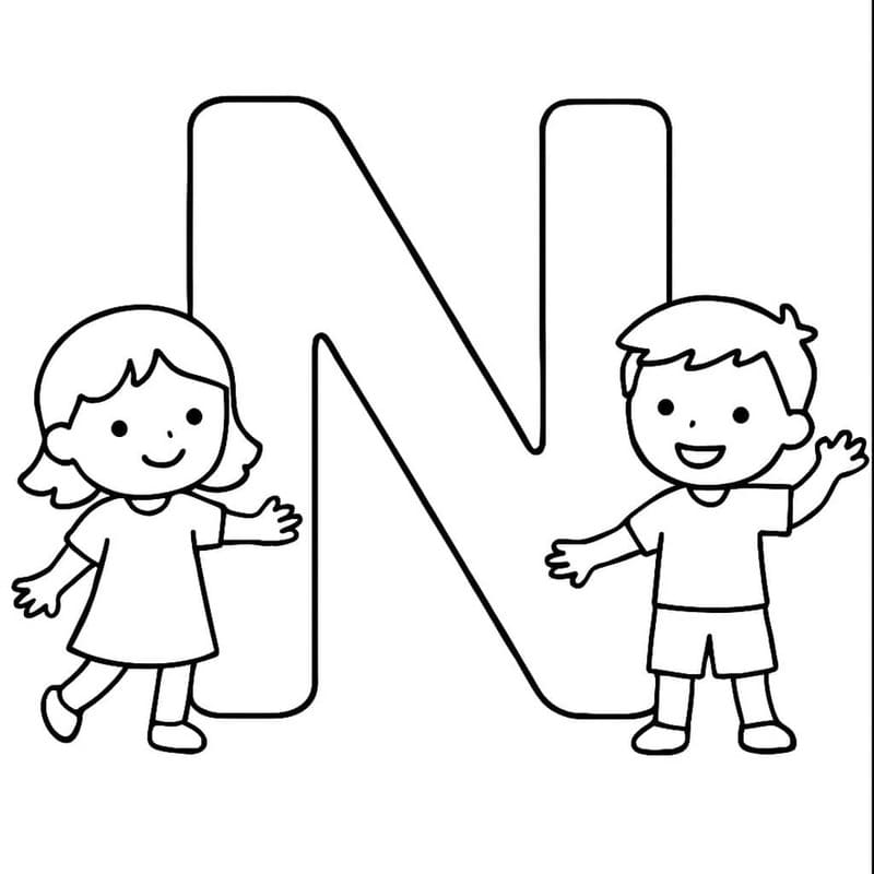 Tekenen Letter N afdrukbaar voor kinderen