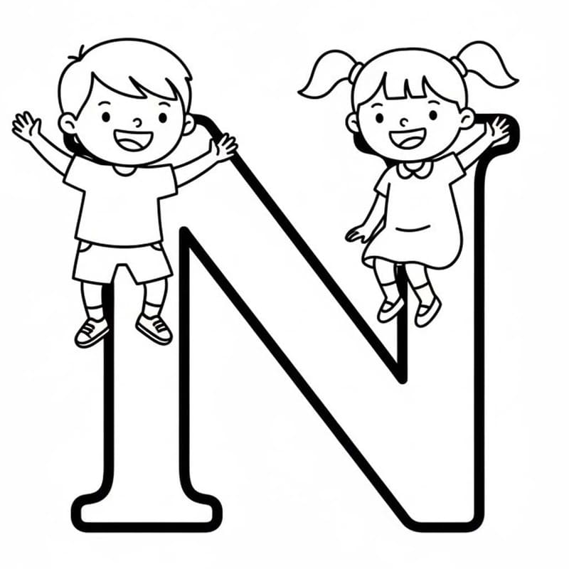 Tekenen Letter N gratis afdrukbaar