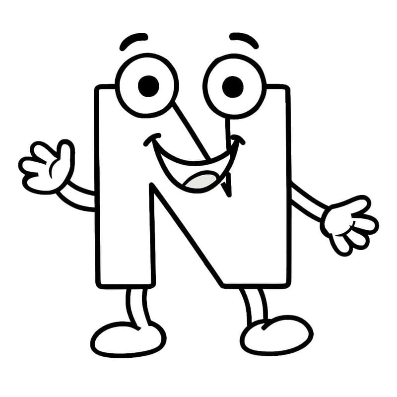 Tekenen Letter N gratis afdrukbaar simpel