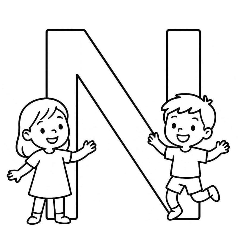 Tekenen Letter N gratis eenvoudig