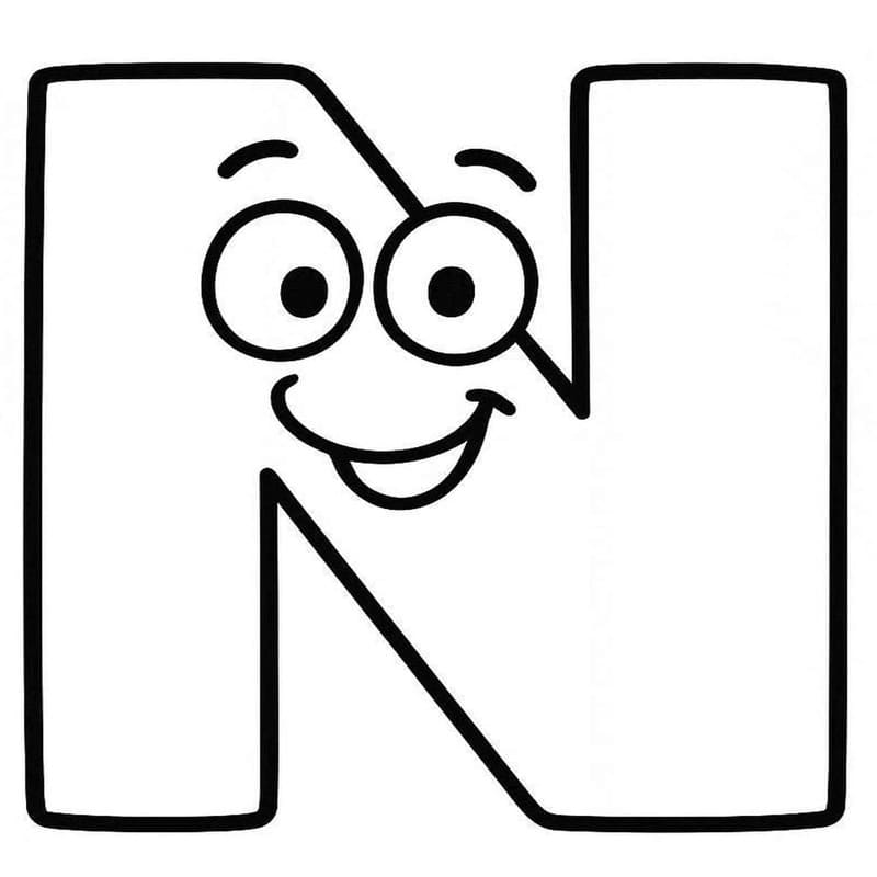 Tekenen Letter N gratis simpel