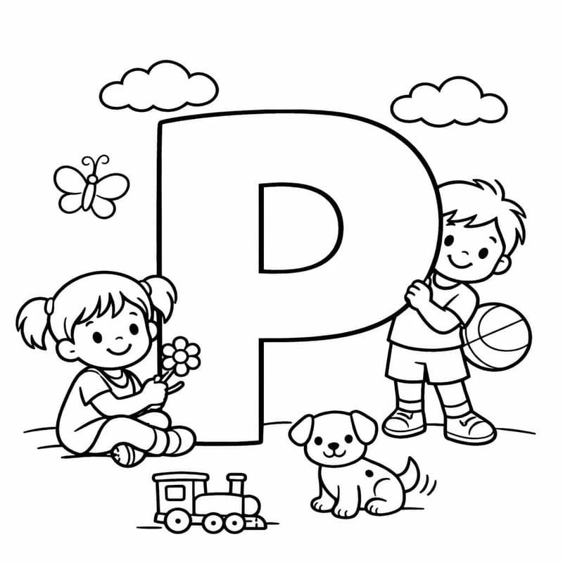 Tekenen Letter P afdrukbaar voor kinderen
