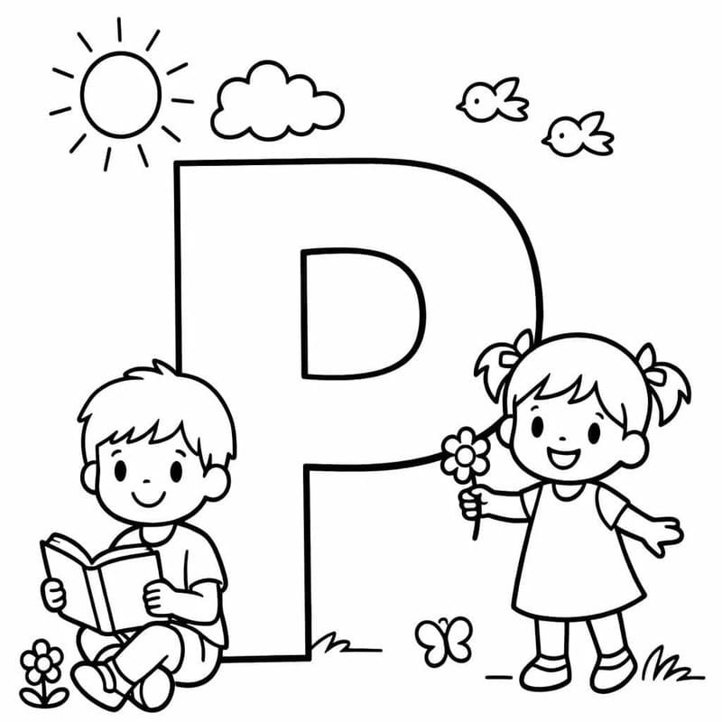 Tekenen Letter P voor kinderen